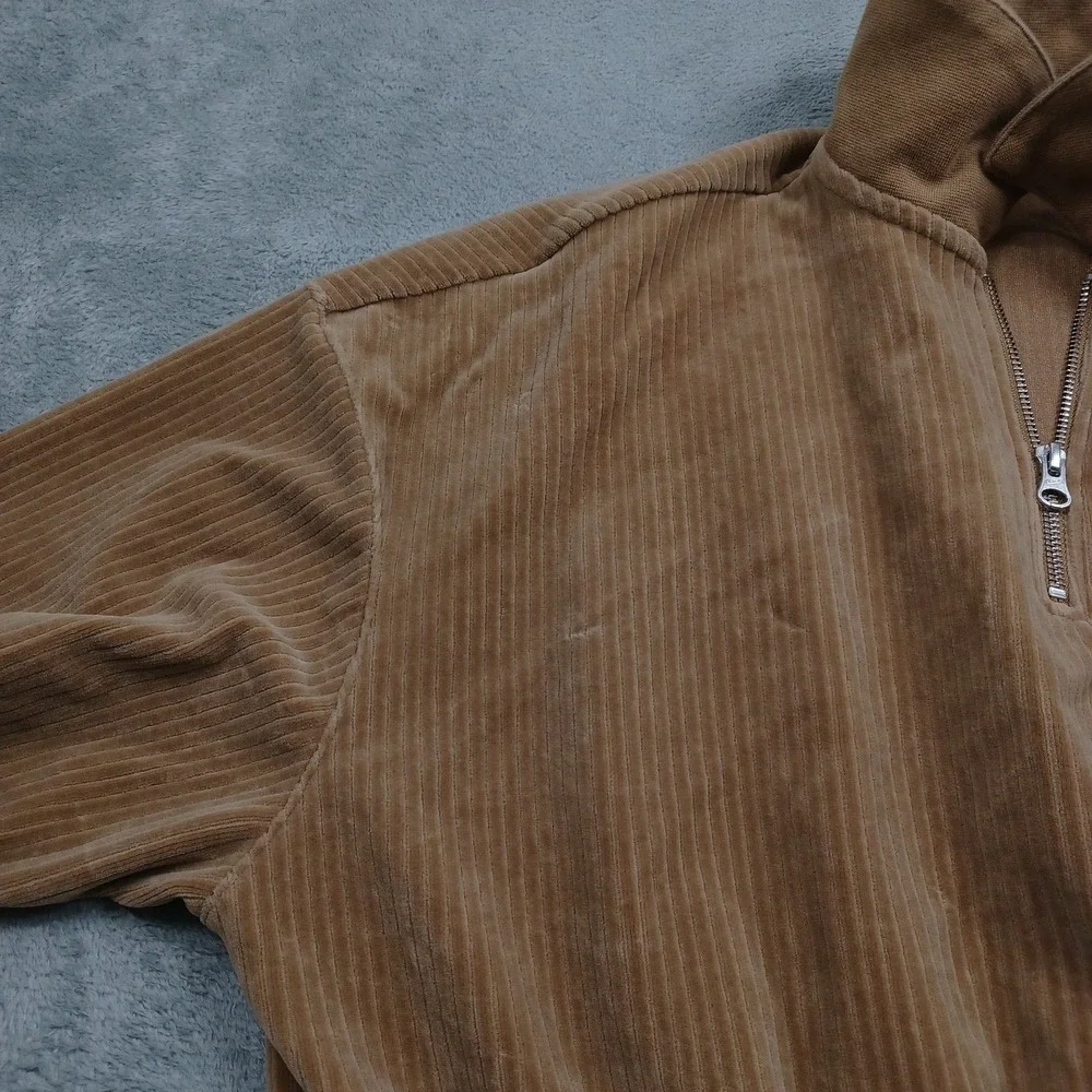 Nike Sweater Womens Medium Brown Oversized 1/2 Zip Pullover Velvet Preppy